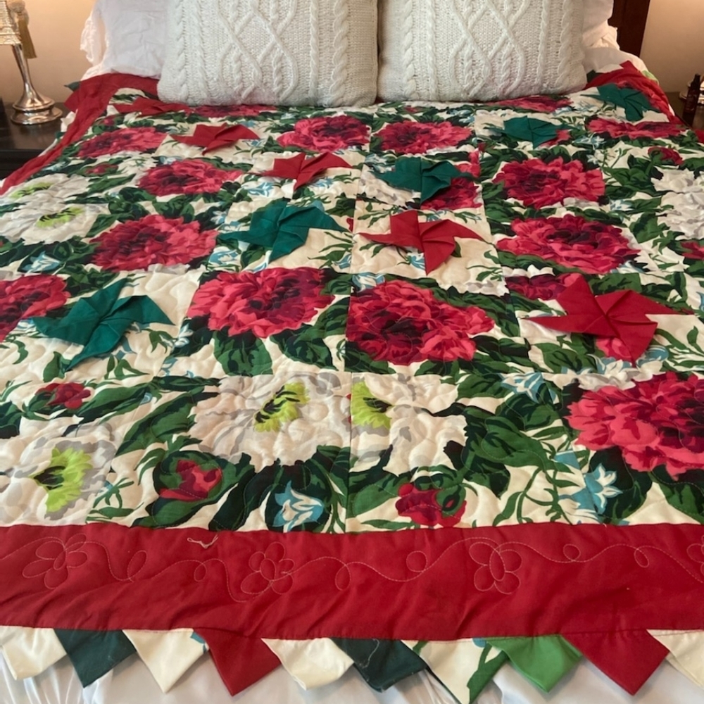 Vintage 50's fabric Boho hippie Handmade QUILT Fabulous with Points newly made